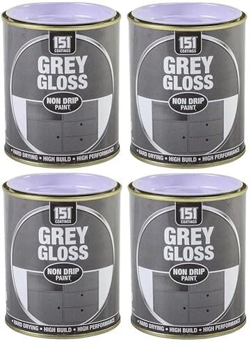 VARNOX, Grey Gloss Non-Drip Paint 300ml – Hard-Drying, High-Performance Gloss with Durable Hard-Build Formula – Ideal for Wood, Metal & Concrete – Interior & Exterior Use (4PCS)