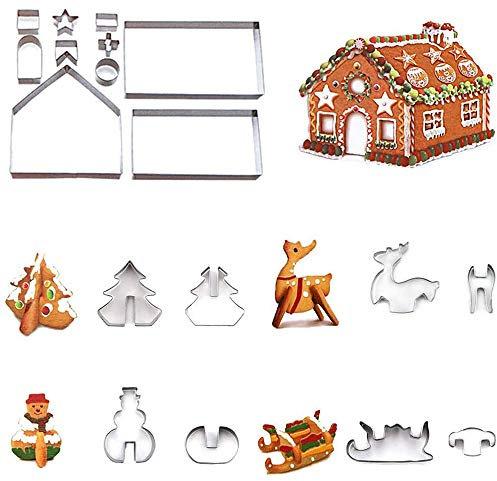 ZoneYan Formine Biscotti Natalizie 3D, Natale 18 Pezzi Biscotti Natalizi Stampi in Acciaio Inossidabile, 3D Stampi Biscotti Natale, Natalizio Formine per Biscotti