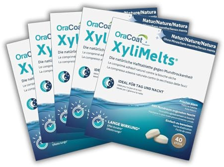 XyliMelts Naturaleza 200 unidades [Paquete ahorro] – Tabletas adhesivas contra la sequedad de boca nocturna – hidrata la boca durante el sueño 4-8 horas – con xilitol: sabor ligeramente dulce – contra