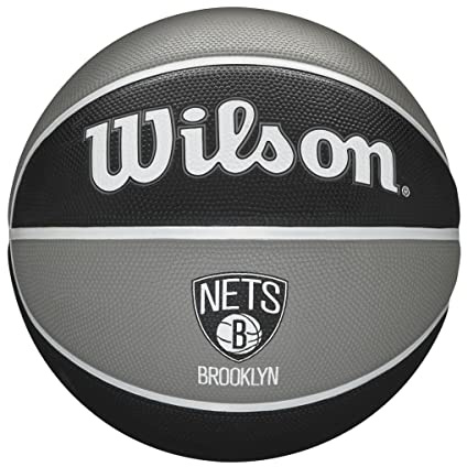 Wilson Pallone da Basket NBA TEAM TRIBUTE BSKT, Utilizzo Outdoor, Gomma, Misura 7, Grigio/Nero (Brooklyn Nets)