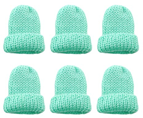 MIJOMA Set med 6 äggvärmare stickad mössa, äggvärmare av stickad, stickade äggvärmare mössor för frukostägg, minimössa pysseltillbehör, presentidé födelsedag flytt, nyindrag (mintgrön)