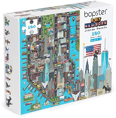 Puzzle Kinder/Puzzle New York 180 Teile Retro-Gaming im 8-Bit-Stil New York Puzzle ab 5 / Puzzle ab 6 + Jigsaw Puzzle mit 100% Recycelte Karton von bopster