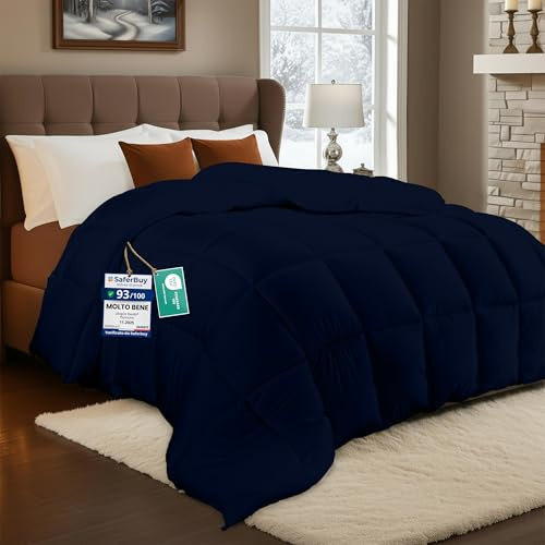 Utopia Bedding Edredón Acolchado 200x200 cm, Edredon Cama 105, Relleno Nórdico 200 gr/m² en 100% Microfibra (Azul Marino)