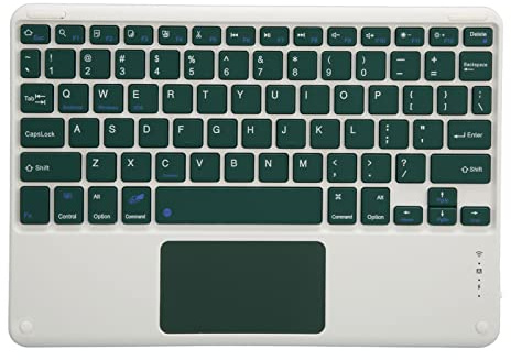 Ultratunt Trådlöst Bluetooth-tangentbord med Inbyggd Pekplatta, Tyst Ergonomisk Lättviktsbärbart Uppladdningsbart Tangentbord, för Smarta Telefoner, Surfplattor, Bärbara Datorer(Mörkgrön)