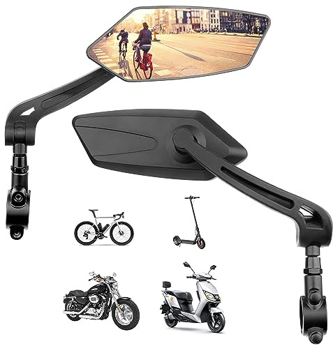 2 Pezzi Specchietto Bici, 360° Ruotabile HD Specchietto Retrovisore per Bicicletta, Specchietto Retrovisore Bici Elettrico, Moto, Bicicletta Elettrica per Manubrio da 22-25 mm