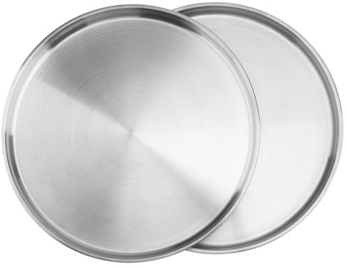 PUCSIQ 2 Stück Pizzablech 30cm, Edelstahl Pizzaform Rund Pizza Backblechform Tablett Pizza Kochpfanne für Picknicks und Backen im Ofen,Gesund & Langlebig, Leicht zu reinigen & Spülmaschinengeeignet