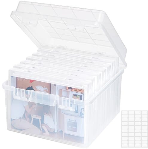 Lifewit Aufbewahrungsbox 21,9 x 23,1 x 14,9cm, Kunststoff Stiftebox Organizer,7 Innenboxen, Aufbewahrungsbox für Bürobedarf,Schreibwaren,Bastelzeug,Karten, Bilder, mit 1 Lage Etikettensticker