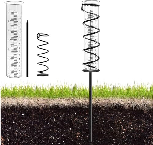 LUFEIS Regenmesser für Garten, Outdoor Regenmesser, Garten Regenmesser, Regenmesser mit Erdspieß, mit Skala Niederschlagsmesser, Glas Regenmesser für Hof, Deck, Rasen, Landschaft und Gartenzubehör