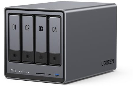UGREEN NASync DXP4800 4-Bay NAS Server, Intel N100 Quad-Core, 8GB DDR5, 2×2,5GbE LAN, 2×M.2 NVMe-Steckplätze, 4K HDMI, Kompatibel mit Drittanbieter NAS Festplatten/HDD für Heim & Büro (Diskless)