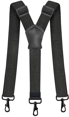 Tirantes para hombre de 4 cm de ancho, pantalones de trabajo, resistentes pantalones de moto, espalda larga en Y, 3 mosquetones, ajustables y elásticos, talla única para hombre y mujer