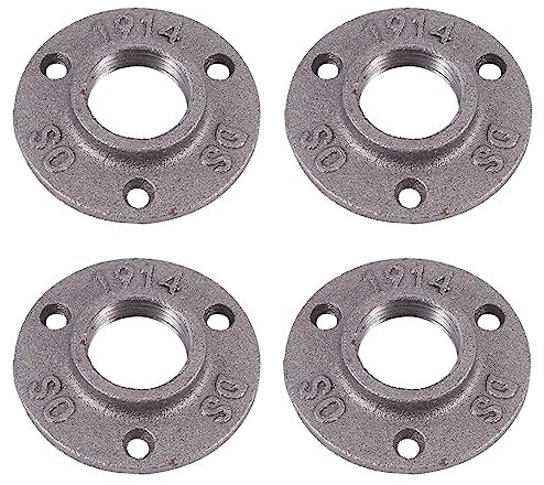 Echwave Bride de Tuyau en Fonte Malléable de 1 Pouce, Brides de Tuyau Industrielles pour Tuyaux et Raccords Noirs Filetés 4 Pièce Série