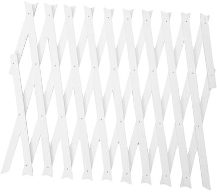 TINEASUR Enrejado De Jardín Extensible De Madera Blanco H44 para Interior y Exterior, Soporte para Plantas Trepadoras, Valla Ajustable De Madera para Pared, Panel Decorativo Expandible para Jardín
