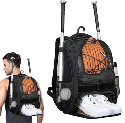 Bolsa de béisbol para niños, bolsa de béisbol - Mochila de softbol con bolsillo para zapatos Bolsa de béisbol para niños,Bate de béisbol de gran capacidad para cascos, zapatos, murciélagos - perfecto