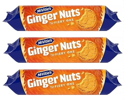 McVitie's Ginger Nuts Biscuits, 250g | Deliciously spiced and crunchy biscuits | Great for snacking or Dipping | Multipack bundle | Afternoon tea biscuits to share with Friends and Family (Pack of 3)