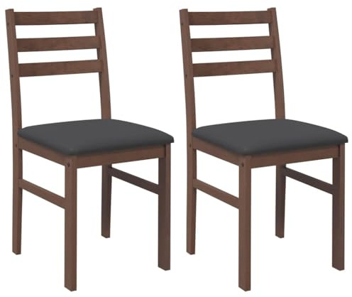 vidaXL Sillas de Comedor con Cojines 2 uds Madera Maciza marrón Caucho