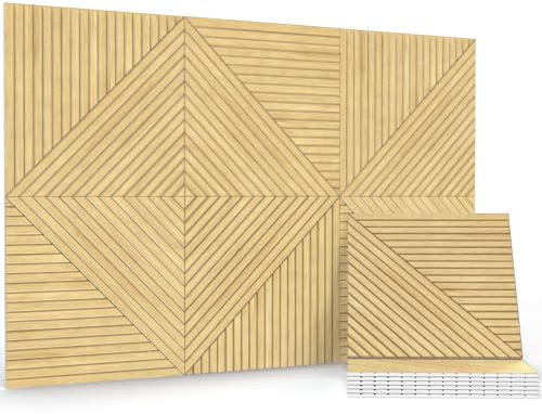 JBER Art Acoustic Panels, 6 Pack Self-Adhesive Large Wall Art Paintings for Wall Decoration, Sound Absorbing Panels for Recording Studio, Living room, Bathroom,180 x 120 cm(Oak Wood)
