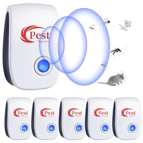 Repelente Ultrasónico de Plagas, 6 Pack Electrónico Repelente Control de Plagas, Repelente Ultrasónico Mosquitos para Anti Mosquitos, Moscas, Ratones, Cucarachas, Arañas, Roedores