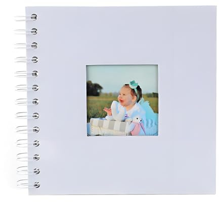 xiluuyou Álbum de Fotos Scrapbook, Álbum de Fotos para Pegar y Escribir, DIY Scrapbooking para Boda, Aniversario, Cumpleaños, Familia, Navidad, 17 x 17cm, 20 Hojas -cubierta blanca
