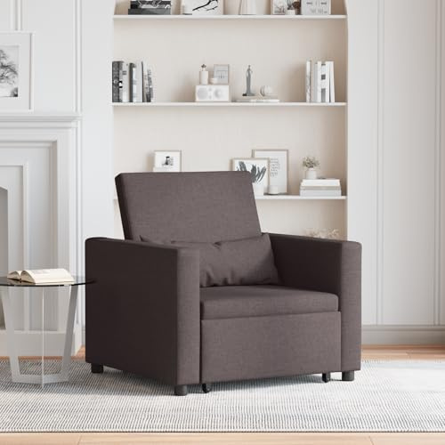 WEMYUFURN Divano singolo 3 in 1 marrone scuro tessuto moderna poltrona ergonomica con imbottitura in scatola e 4 ruote per soggiorno angolo lettura, comoda seduta con funzionale