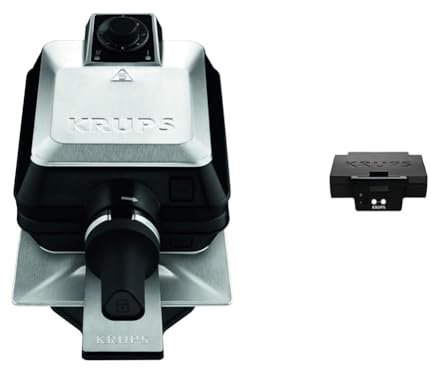 Krups FDD95D Professionelles Waffeleisen | Doppelwaffeleisen | 2 belgische Waffeln gleichzeitig |1200W & Sandwichmaker FDK451 | für gegrillte Sandwichtoasts in Dreiecksform | 850W