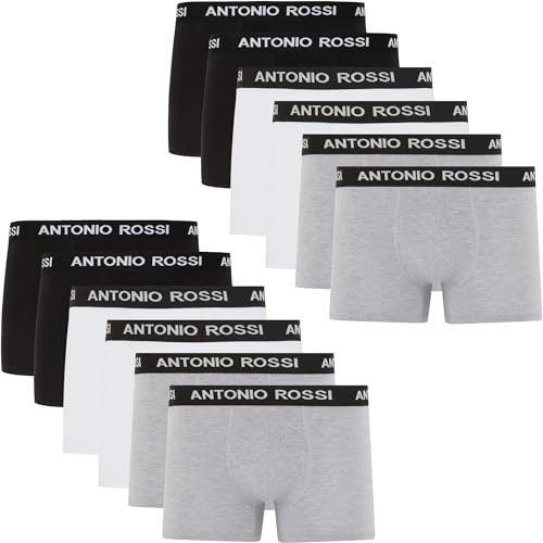 Antonio Rossi Pack 12 Calzoncillos Bóxer Algodón para Hombre, Transpirable