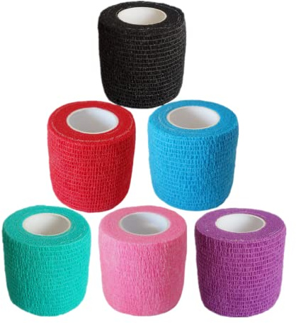 Baisunt 6 Pack 2 Inches Cohesive Bandage Self Adhesive Wrap Elastic Self Adherent Vet Wrap Breathable Self Stick Tape for Wrist, Ankle, Sports, Tatoo Wrap(5 Yards, Multi Colors)