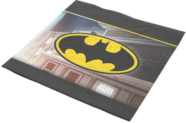 Party Factory `Batman´ 20 Papier Servietten, 33x33cm, bunt, 3-lagig, Einwegservietten für Kindergeburtstag oder Mottoparty
