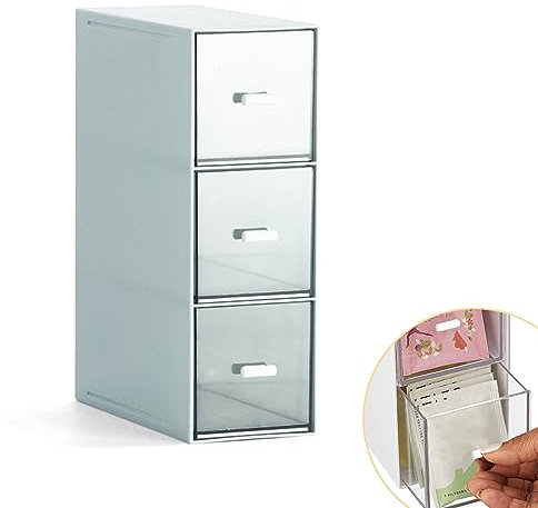 Boite à Thé, Boite de Rangement Cuisine avec 3 Tiroirs, Casier de Rangement, Rangement Cuisine en Plastique, Rangement à Thé, Boite à The en Pplastique, pour Sachets de The, Café