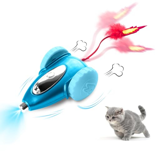 Migipaws Giocattoli automatici per gatti, Topolino intelligente per gatti, Giocattolo interattivo per gattini con LED, ricaricabile (blu)