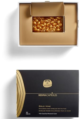Kedma - Gold Mine Hyaluronic Acid Capsules - Hyaluronsäurekapseln für Hydratation und Hautfestigkeit - Reduziert Falten - 30 Kapseln
