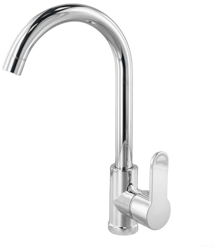 Niceminiwall Grifo de cocina vertical para fregadero de 4 puntos, lavabo, acero plástico, caliente y frío, gran bahía adecuada para cocina, jardín, bar al aire libre