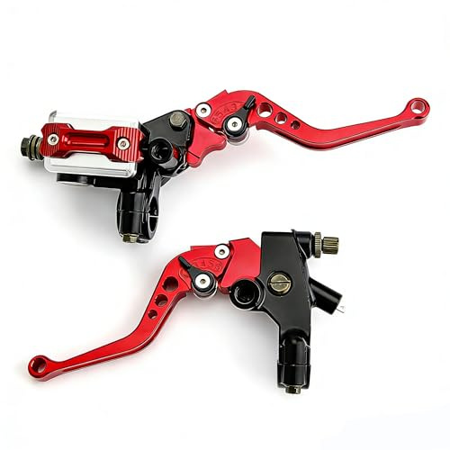 Anhoer 2Pcs Motorcycle Brake Clutch Lever 7/8 Universal Motorcycle Handlebar Master Cylinder Levers 22mm Cylinder Reservoir Levers Left & Right Handle Clutch Lever Set (Red)