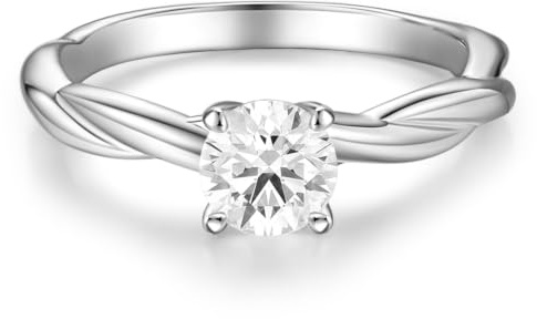 FANCIME 0,3 – 0,55 carati Lab-Grown, anello da donna con diamanti solitari in argento sterling 925, anello di fidanzamento, matrimonio, San Valentino, gioielli per donne e donne (colore D-E, VS