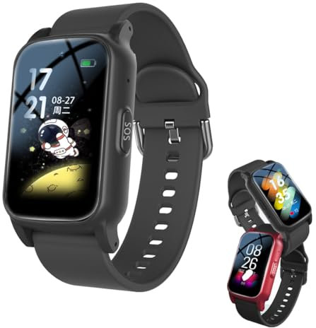 Vcyex Notrufknopf Für Senioren, Smartwatch Senioren, Notfallarmband, Tracker Uhr Senioren Demenz, SOS EIN-klick-Hilfe Sturzalarm Videoanruf Sprachanruf IP67 Wasserdicht Black,28.5 * 2CM