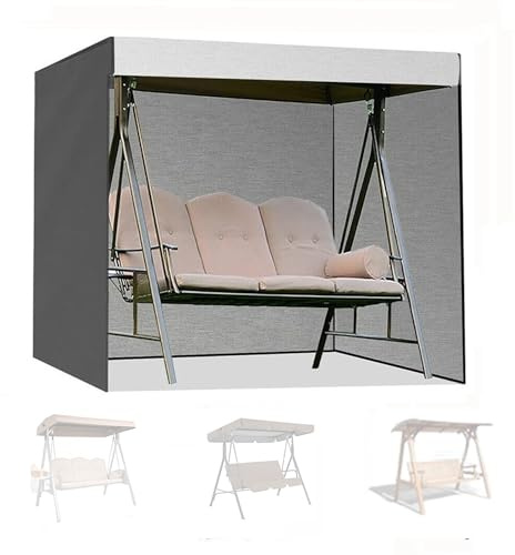 Överdrag for 3-sitsig gungställning, hängmatta, glidstol, trädgårdshängmatta, uteplatsmöbelskydd, väderskydd(Gray,223x152x183cm)