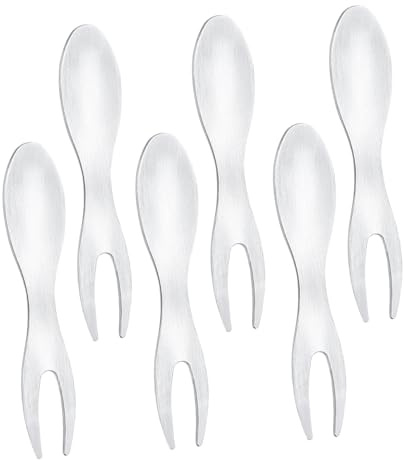 GLEAVI 6 Piezas Tenedores para Aperitivos Pequeños de Acero Inoxidable Tenedores Reutilizables para Fruta Postres y Ensaladas Diseño para Maíz y Aperitivos Accesorios de Cocina