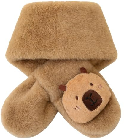 Toumett Kids Cute Scarf,Capybara Winter Soft Plush Scarves,Winter Child Cartoon Scarf Furry Warm Soft Scarves,for Children Boys Girls Outdoor Walking,Capybara Gift
