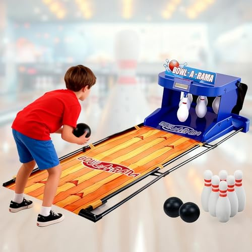 Elektroniskt Bowlingspel för Inomhusbruk, Arcade Bowlingbana med LED-Poängtavla och Automatisk Bollåterställning, Simulerade Ljudeffekter, Kul för Barn och Vuxna(3m)
