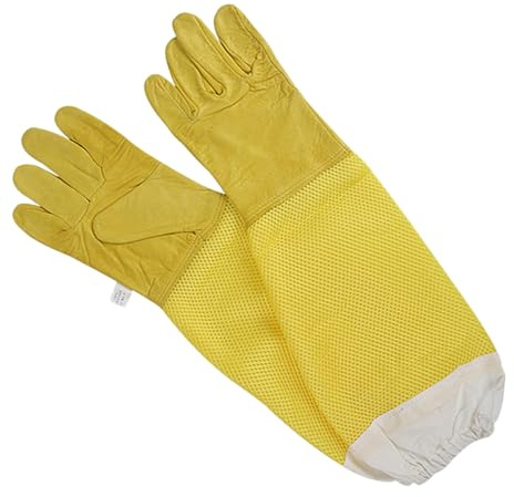 Outanaya Guantes de Apicultura de Piel de Oveja, Resistentes y Duraderos, Tamaño Mediano, Protección contra Aguijonazos de Abeja para Apicultores, Accesorio Práctico para Trabajo
