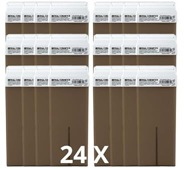 Pack 24 Cartuchos Cera Roll-On Chocolate 100ml – Cera Depilatoria Profesional de Baja Fusión – Compatible con Calentador Roll-On – Depilación Suave y Eficaz – Todo Tipo de Piel