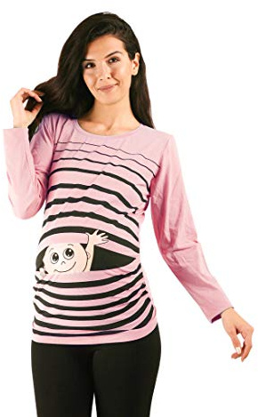 M.M.C. Kärlek – roligt roligt sött mammamode mammaskjorta graviditetströja sweatshirt med motiv för graviditet, långärmad, ROSA, S
