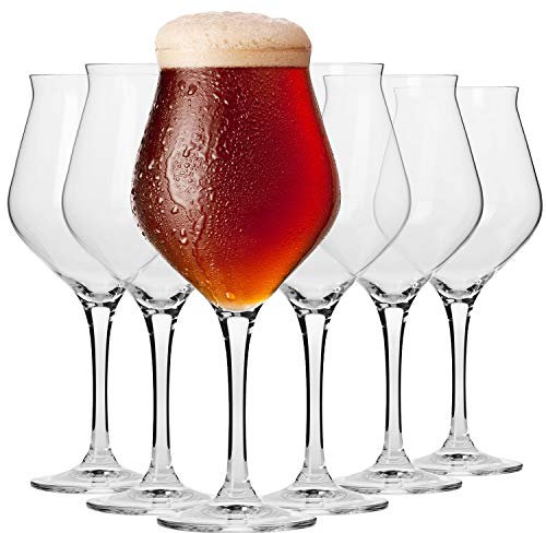 Krosno Bier-Tulpen Bier-Gläser | Probierglas | Set von 6 | 420 ML | Avant-Garde Kollektion | Perfekt für Zuhause und Partys | Spülmaschinenfest | Bleifreies Kristallglas