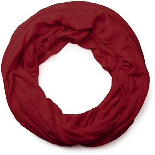 styleBREAKER Damen Jersey Loop Schlauchschal in Crash-Optik | Leichter elastischer Sommerschal Unifarben | Weich & Modisch | One Size, Farbe:Bordeaux-Rot