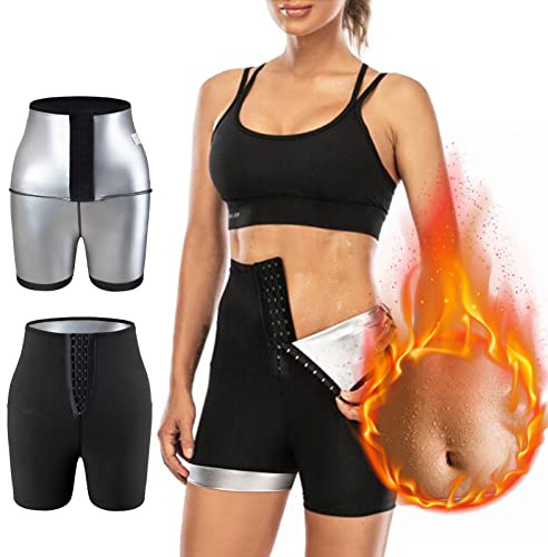 Pantalon de Sudation Femme, Legging Sport Taille Haute Gainant Noir Fitness