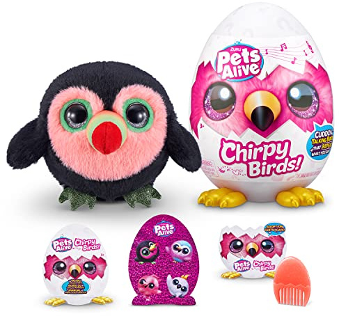 Pets Alive Chirpy Birds - Mascotas de Juguete interactivas Sorpresa con Habla electrónica y repetición, Toucan