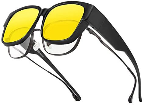 Bloomoak Lunettes polarisées pour conduite de nuit/surdimensionnées tendance/anti-reflet pour femme/lunettes enveloppantes/adaptées pour la conduite, Structure noire