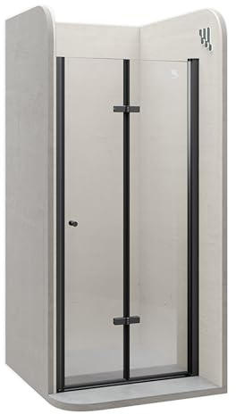 Moments of Glass Box doccia porta pieghevole gamma di regolazione 88-92 cm altezza: 195 cm in vetro trasparente temperato di sicurezza 6 mm profili in alluminio nero - DK822