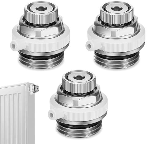 Casenly Vanne de radiateur à Purge Automatique, 3 Pièces Vanne de Purge BSP 1/2 Soupape Évacuation à Air Évent Automatique en Laiton à Air à Coupure