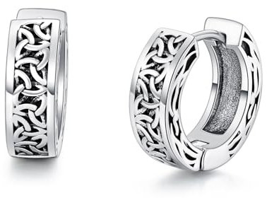 Flpruy Wikinger Creolen für Herren 925er Sterlingsilber Keltische Ohrringe für Damen Unisex Wikinger Schmuck Geburtstagsgeschenke Huggie Ohrringe