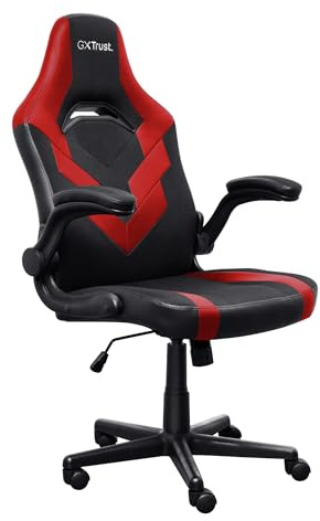 Trust Gaming GXT 703R Riye Gaming Chair, Adjustable Desk Chair with Padded Arm Rest, up to 140kg Weight, Class 4 Gas Lift, PC Tiltable Seat Computer Chair for Gaming Setup, Video Games – Red